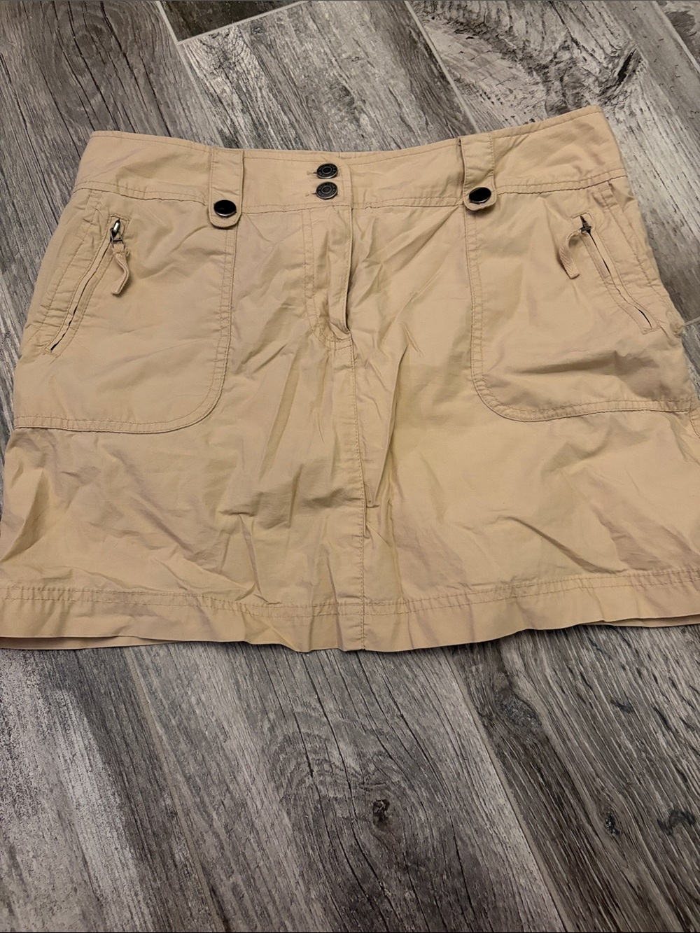 Beige Casual Zip Pocket Mini Skirt